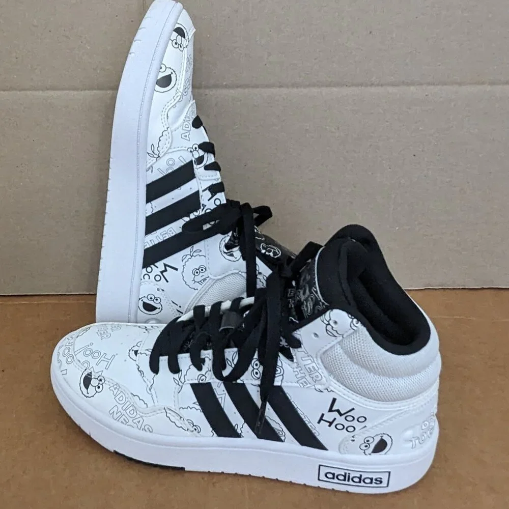 RARE Adidas Hoops 3.0 Mid W Neo Sesame Street  Big Kid Womens 6.5 White . - Picture 4 of 14